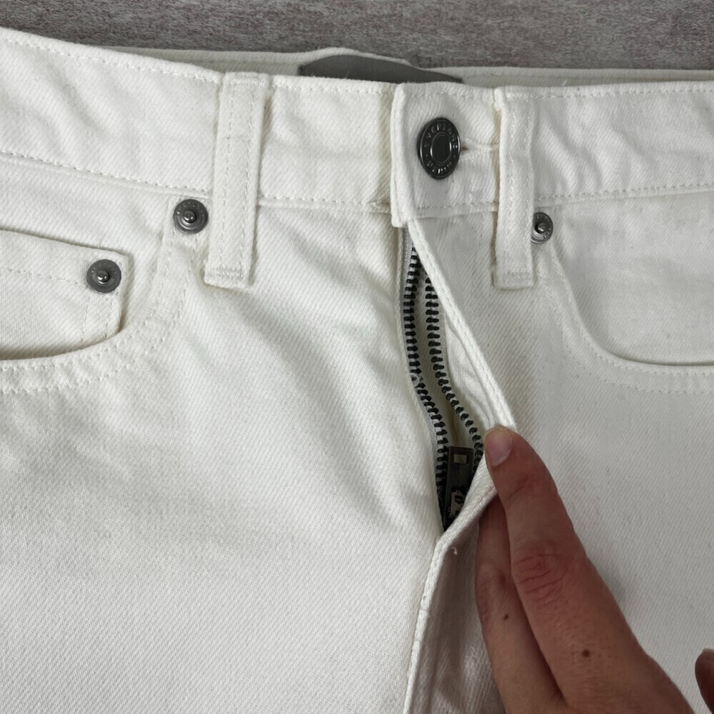 Everlane Woman Size 24 White Cotton Denim Mini A Line W Skirt Casual FLAWED - Picture 5 of 9